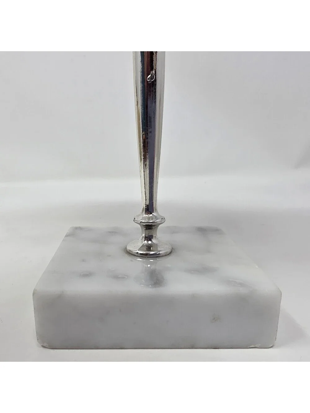 White Milk Glass Pedestal Dish with Marble Base | Scalloped Compote